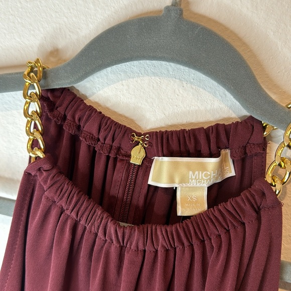 💜🤩 Michale Kors Merlot Halter Dress W/ Gold Chain Straps 💜🤩 - Picture 10 of 12